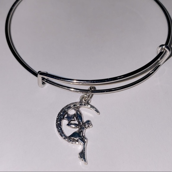 Fairy on Crescent Moon with Star Expandable Charm Bracelet Silver Tone Handmade - Picture 3 of 9